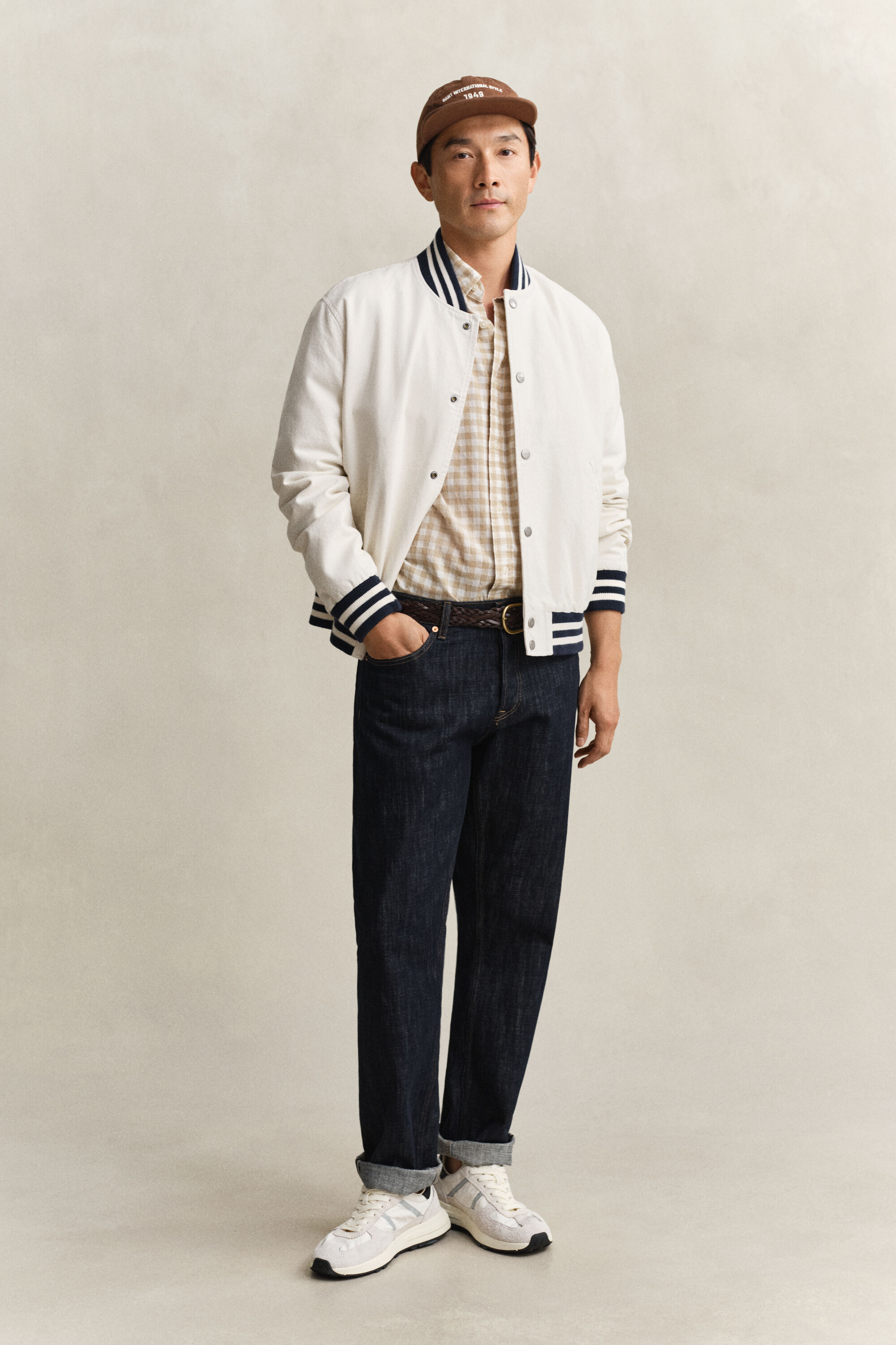 Camisa em mistura de linho Gingham