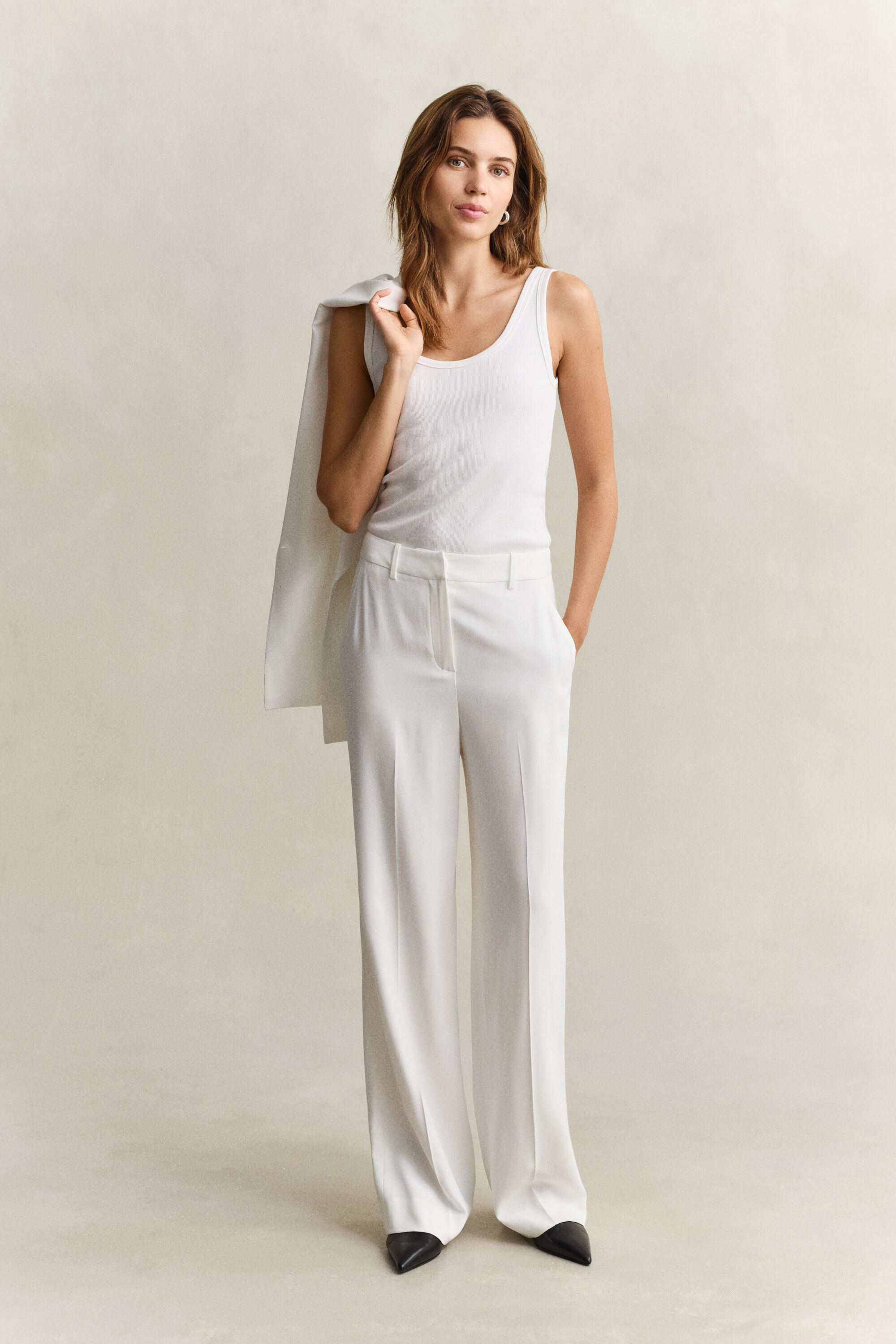 Calças formais em tecido crepe