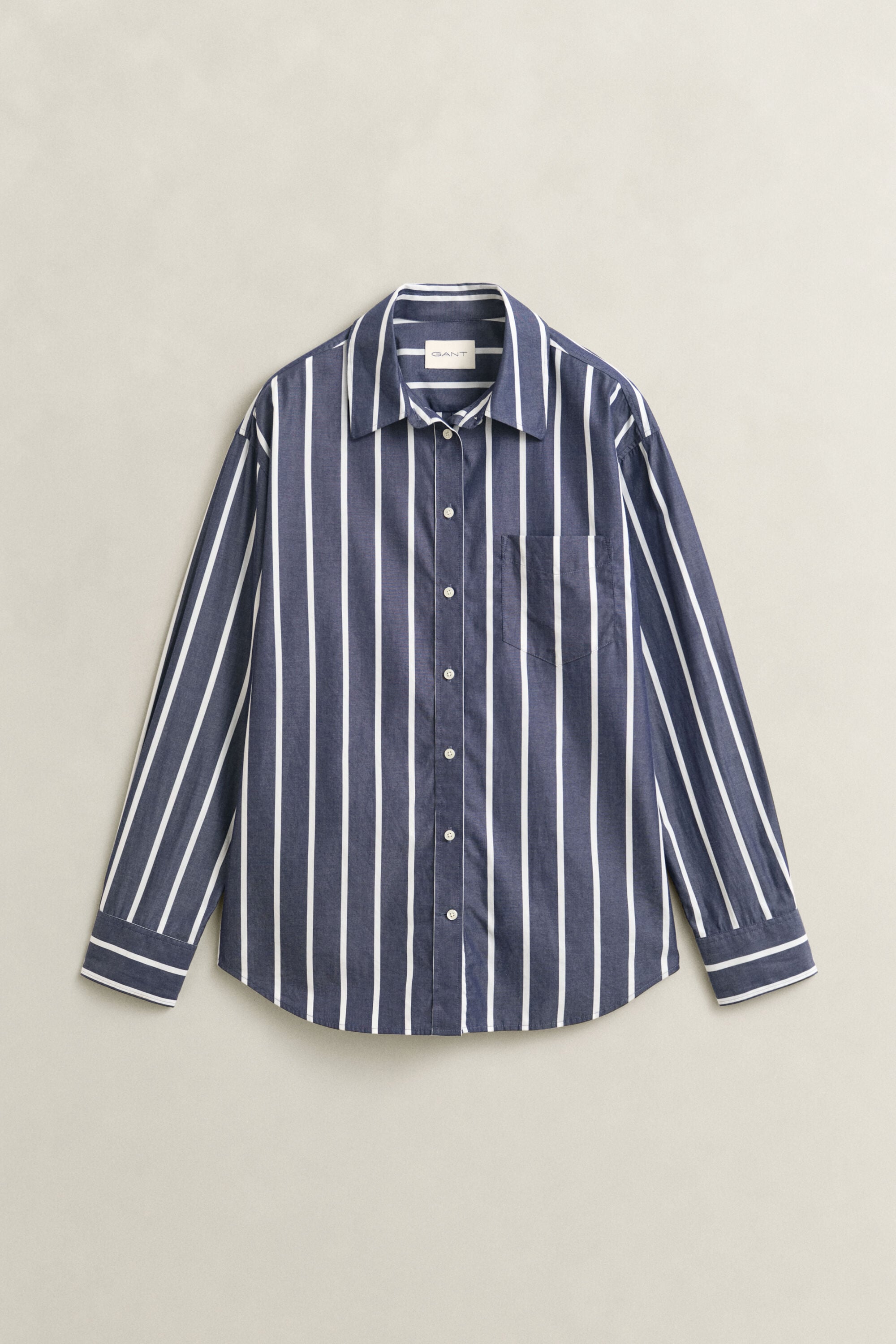 Camisa em popelina às riscas Classic relaxed fit