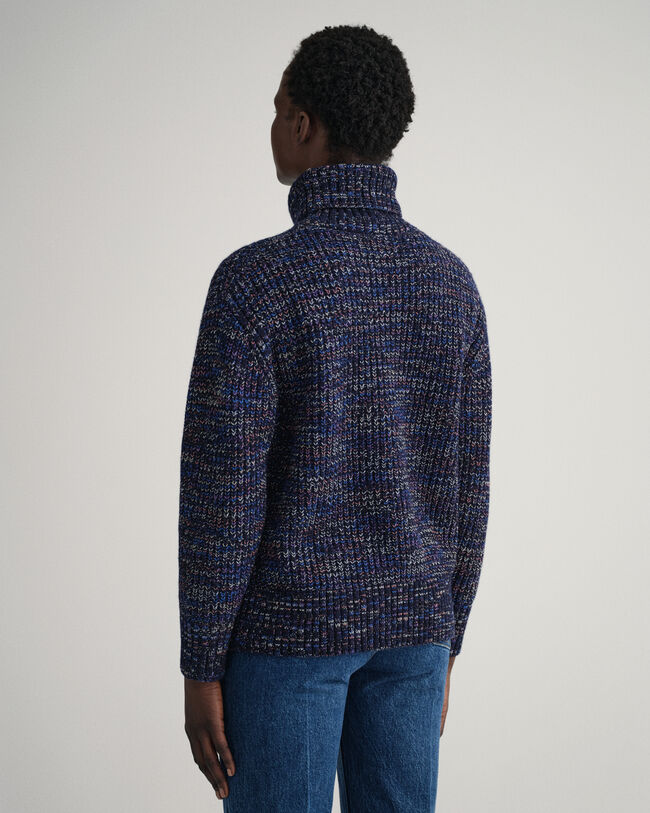 Camisola de malha com gola dobrada multicolor