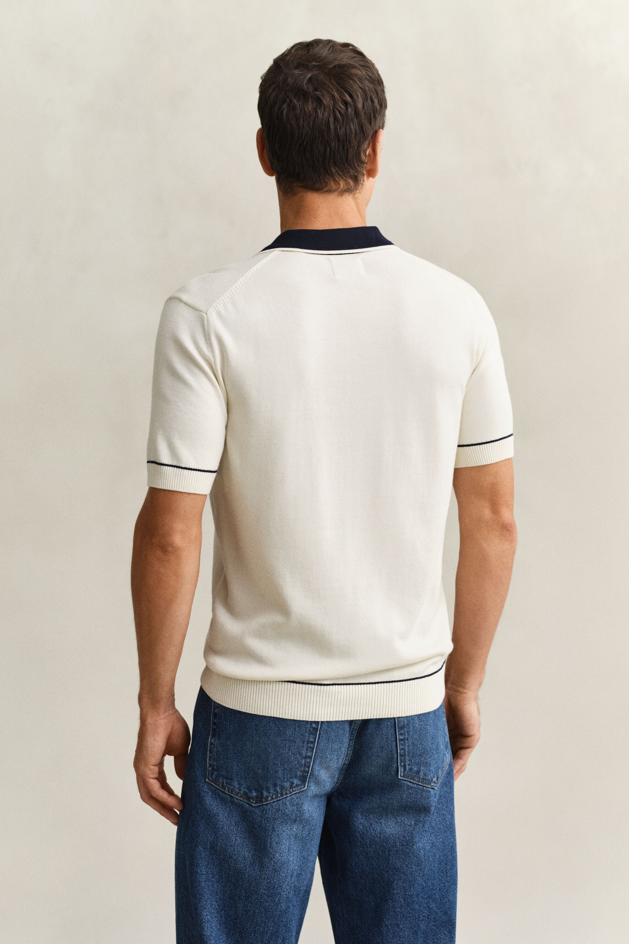 Camisola de malha estilo polo em tecido modal e algodão