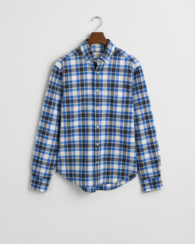 Camisa texturizada com padrão de xadrez regular fit