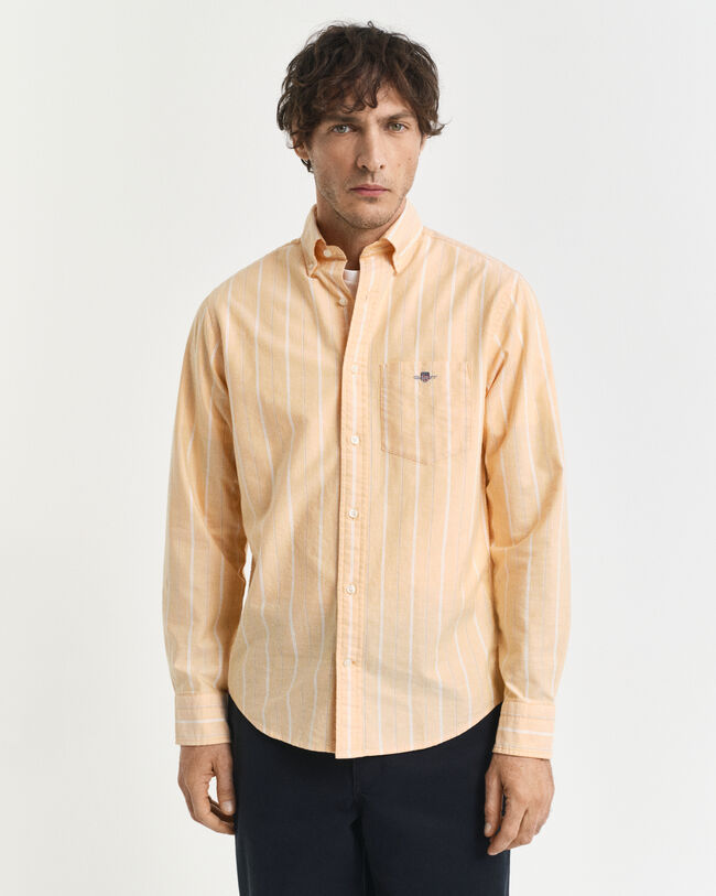 Camisa Oxford clássica às riscas regular fit
