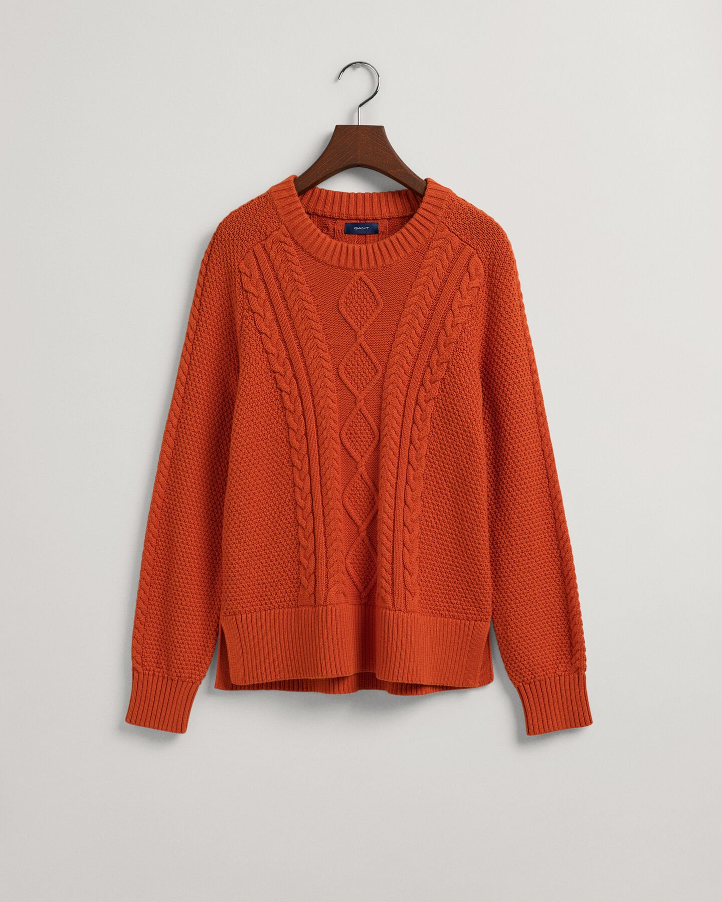 Pulover com decote redondo em malha entran&ccedil;ada