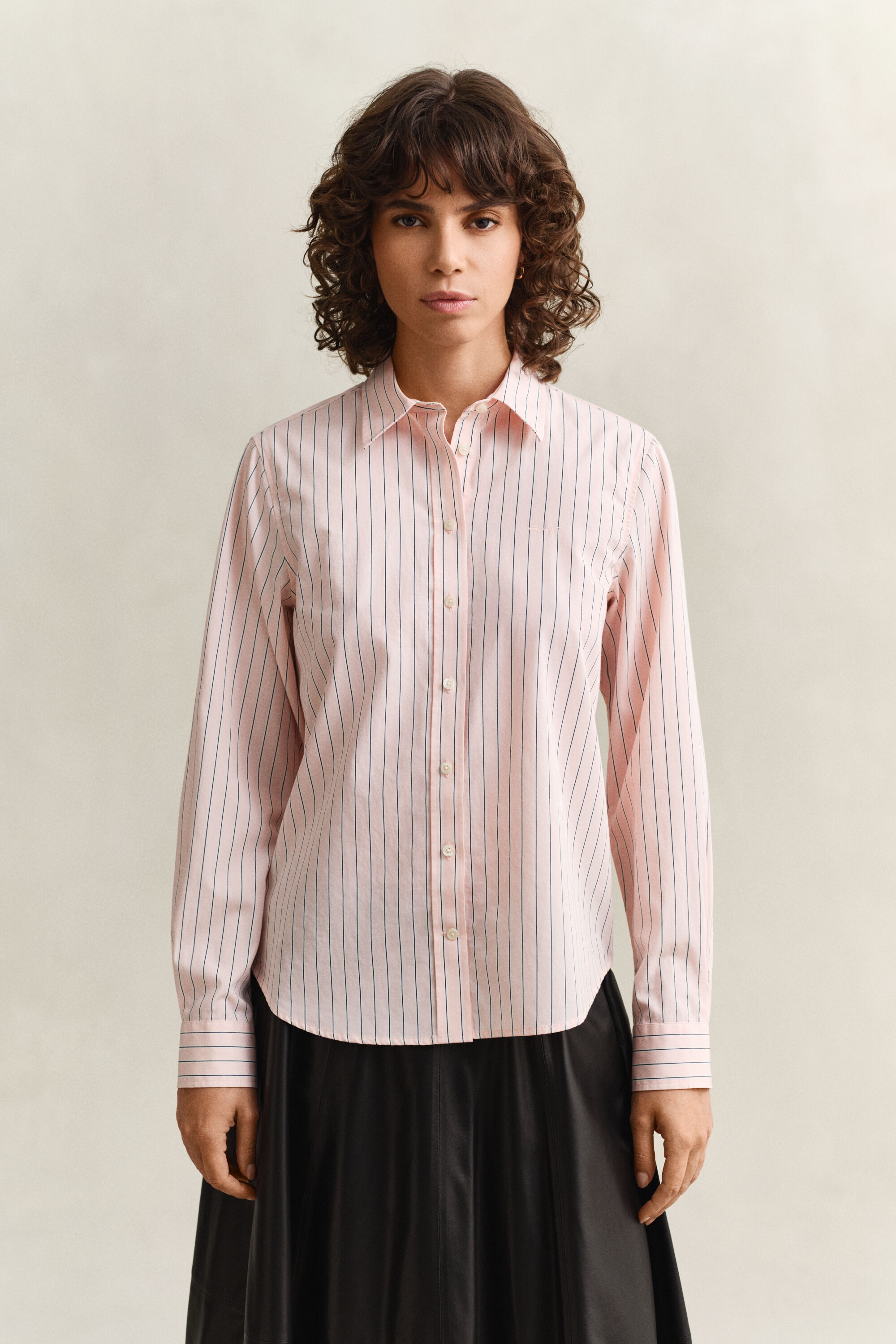 Camisa em popelina às riscas Classic regular fit