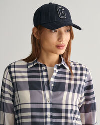 Camisa em seda e algodão com padrão de xadrez regular fit