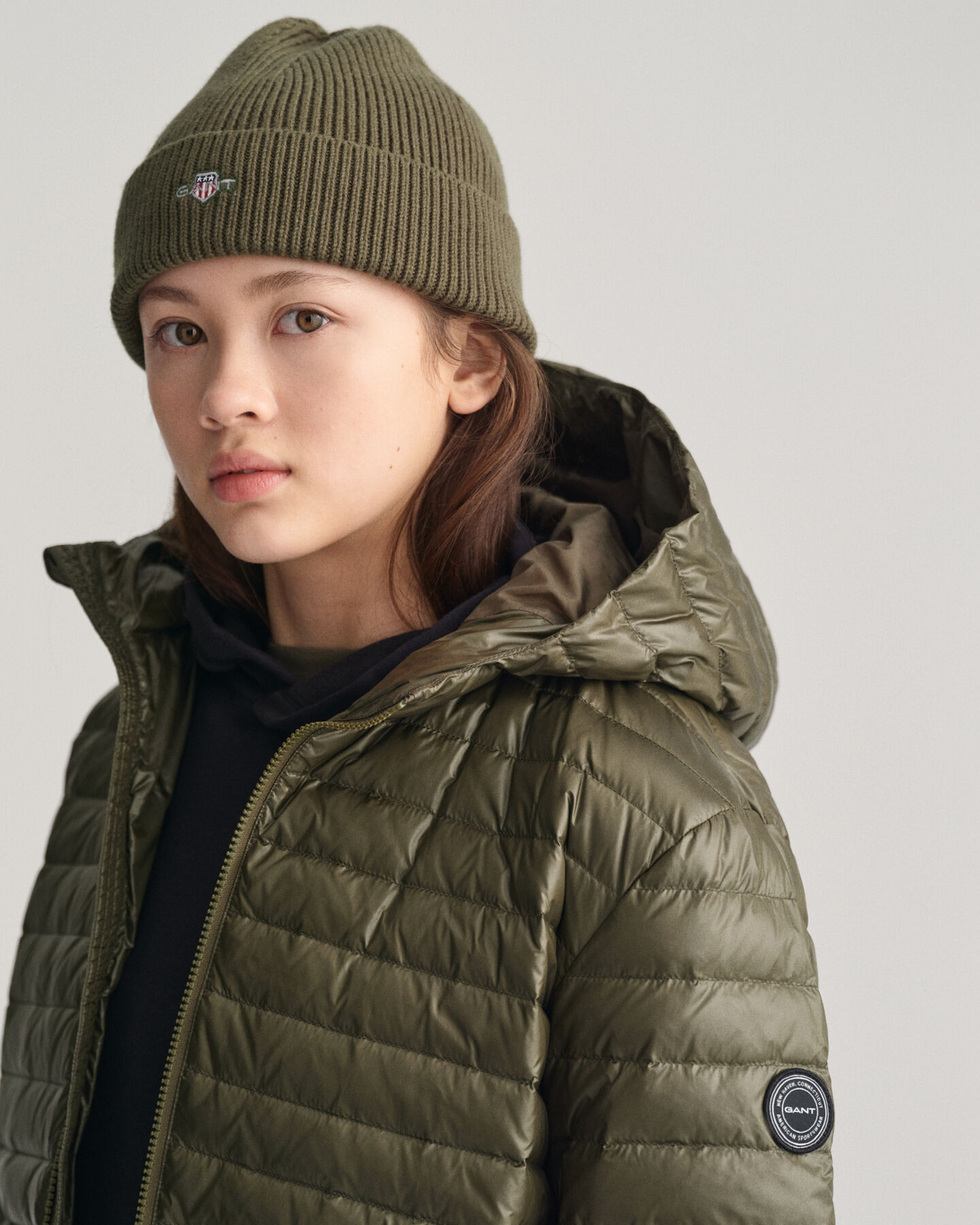 Blusão de penas acolchoado leve e brilhante Teens