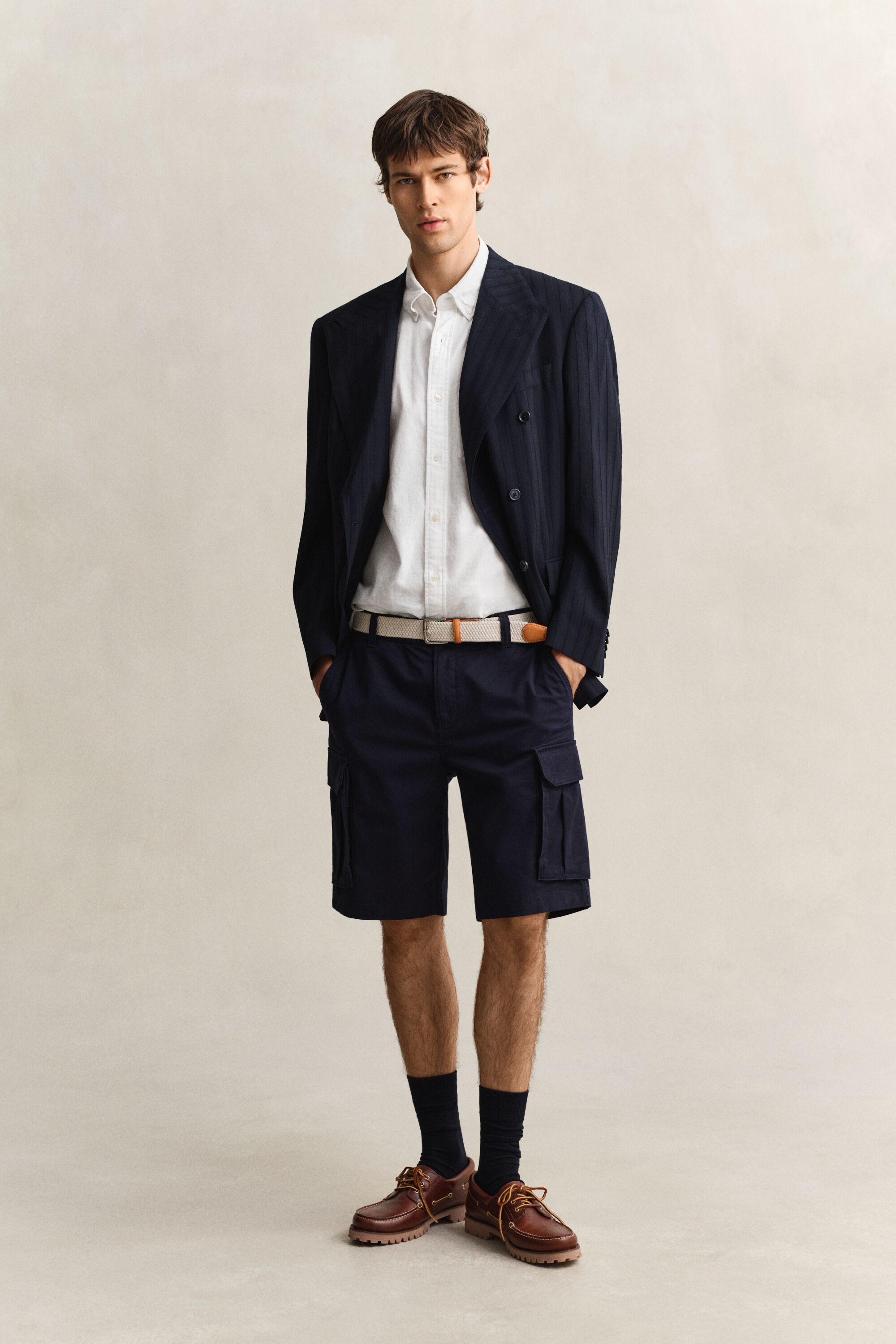 Camisa de manga curta em mistura de linho