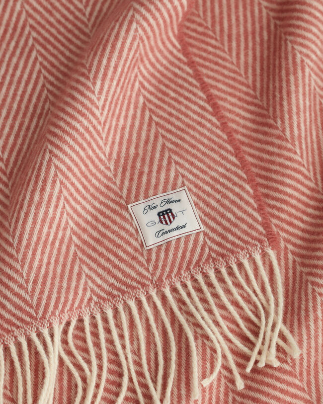 Manta decorativa em lã com padrão espinha de peixe