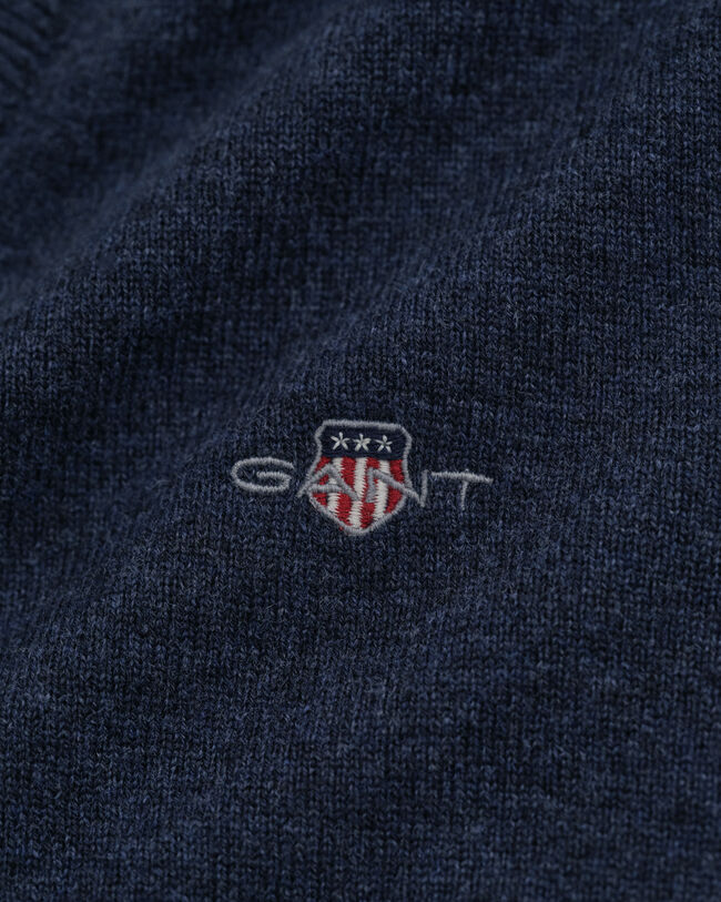 Pullover com decote em V em lã extrafina