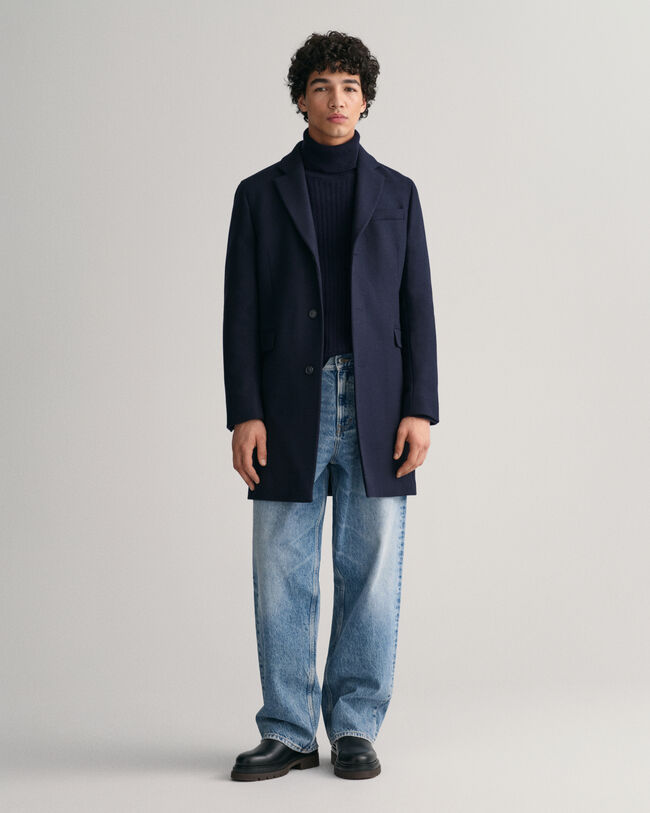 Sobretudo clássico formal em lã