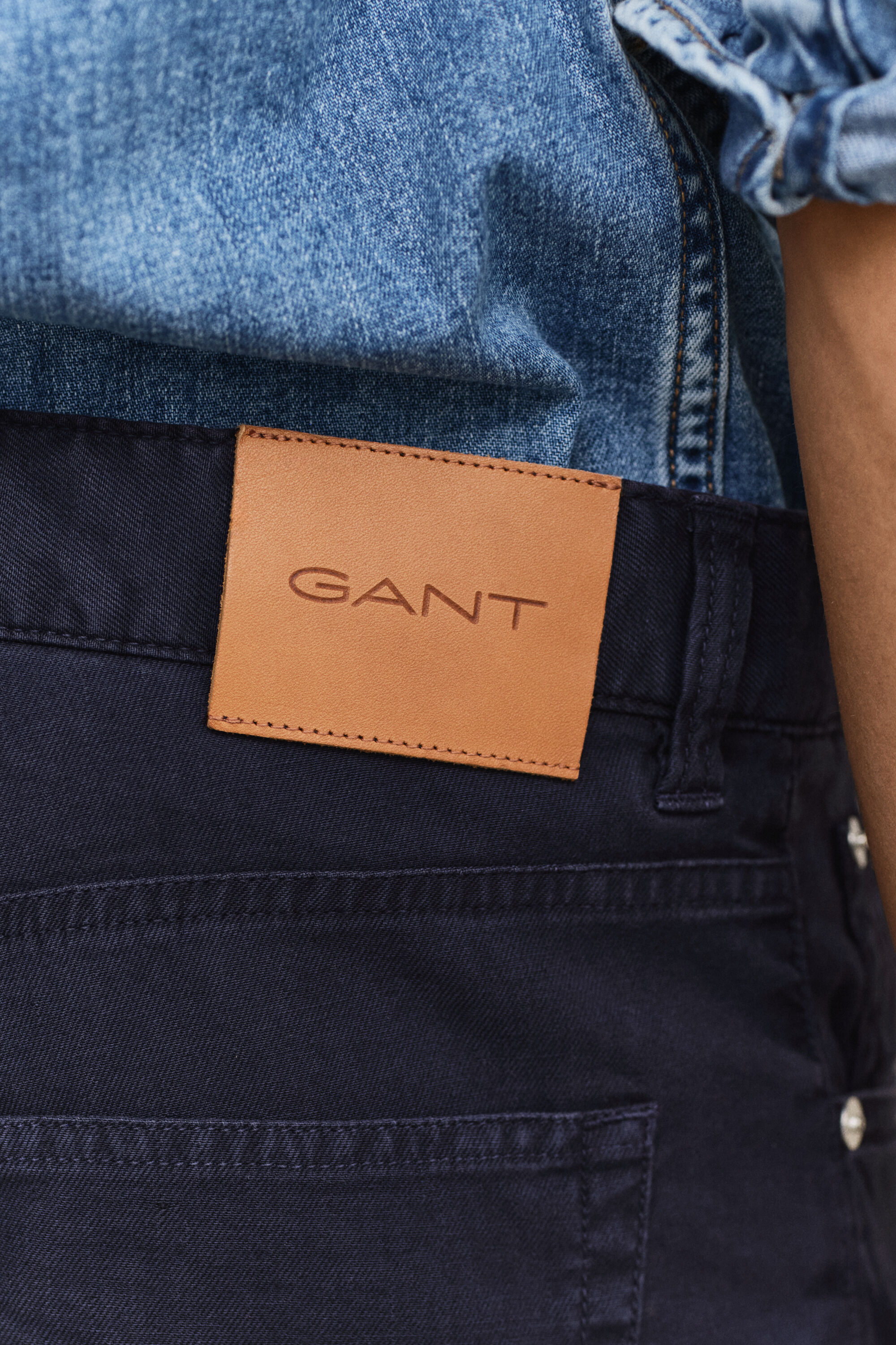 Calças de ganga em mistura de linho