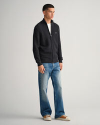 Sweatshirt com fecho de correr em algodão Texture