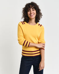 Camisola de malha com decote redondo e detalhes contrastantes