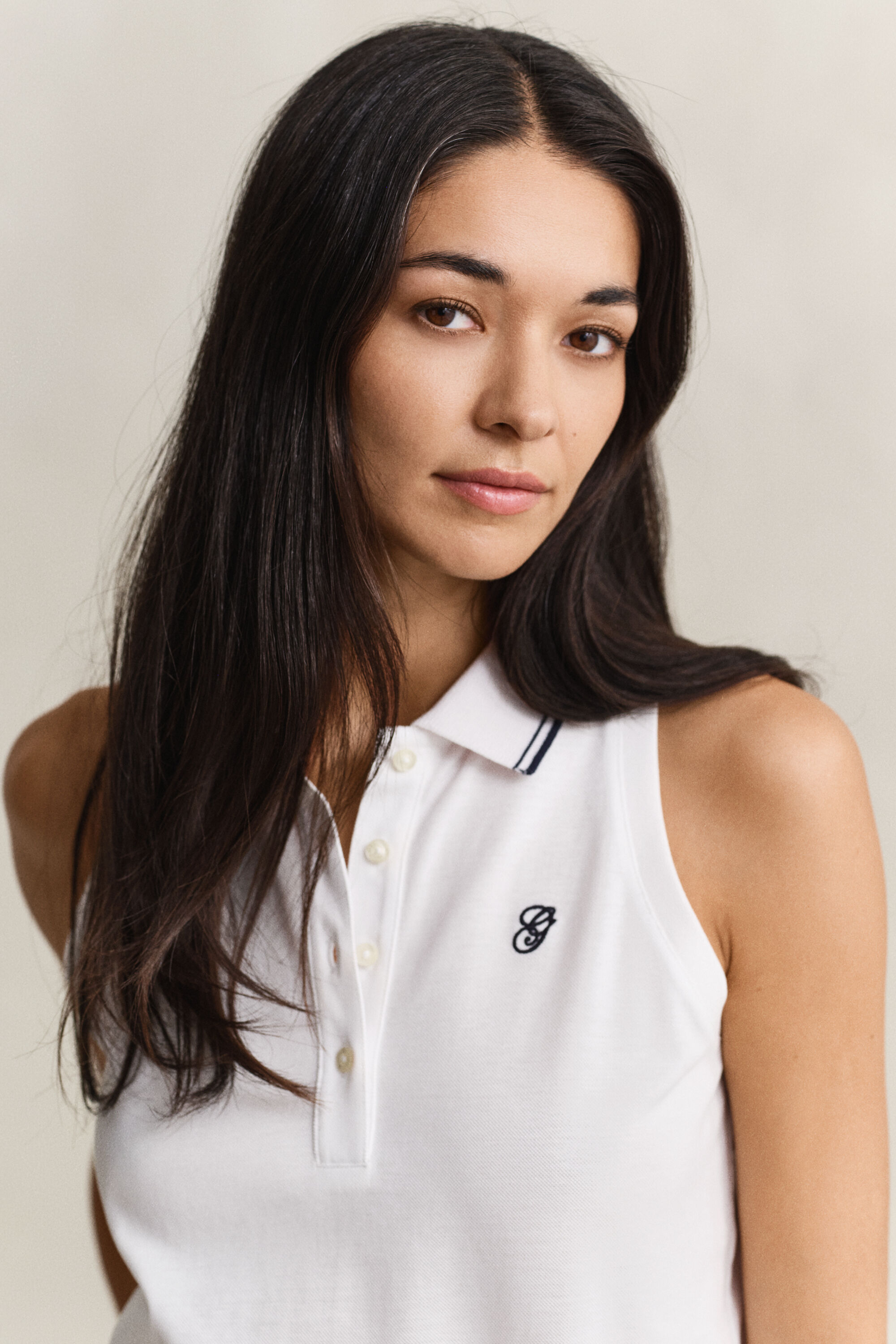 Polo de algodão piqué sem mangas