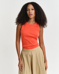 Top canelado com decote subido