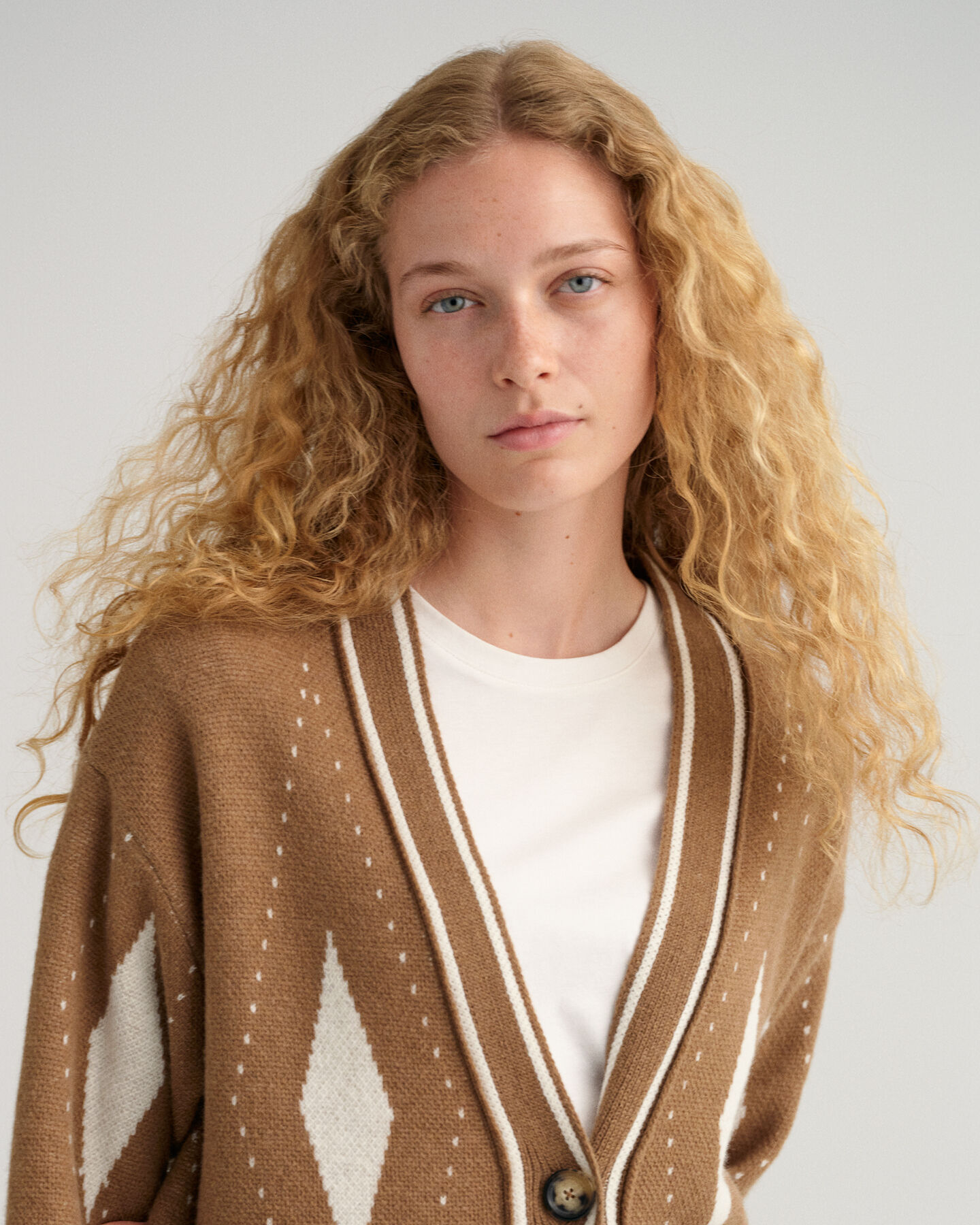 Casaco de malha comprido Argyle