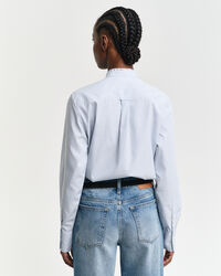 Camisa com detalhe com folhos às riscas regular fit