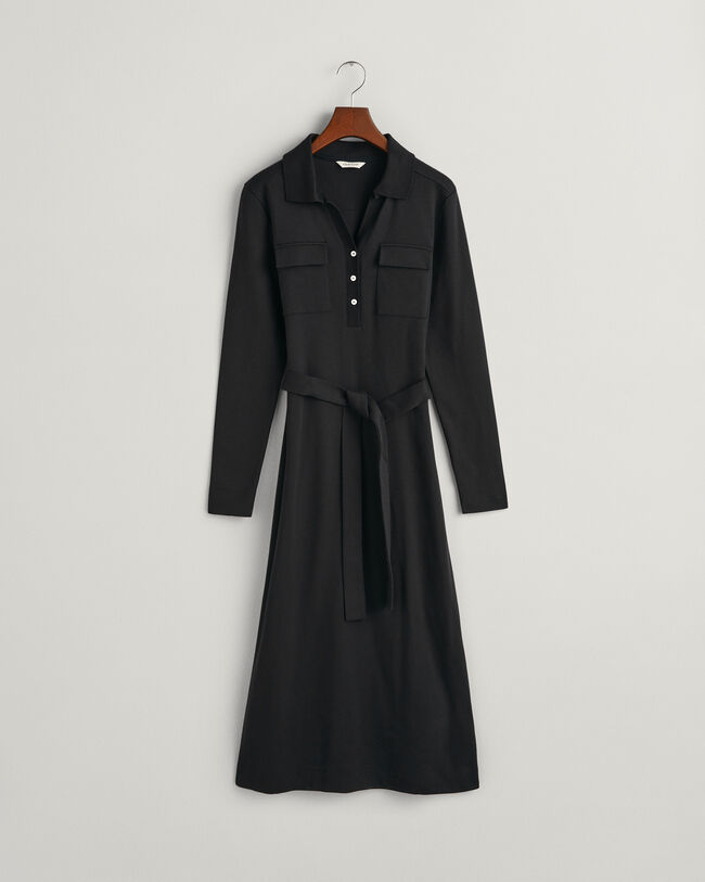 Vestido em jersey com colarinho de polo slim fit