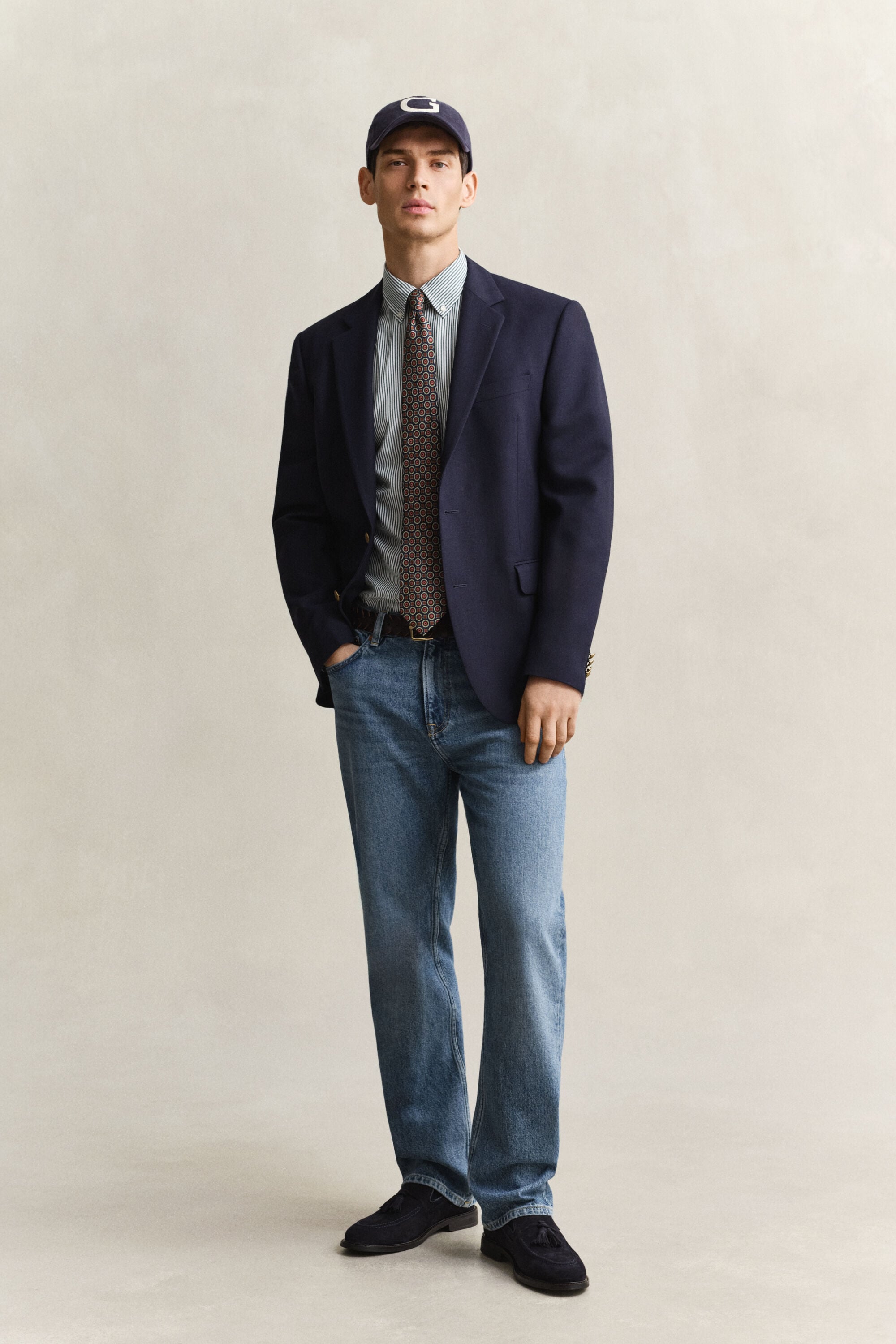 Camisa em popelina às riscas Classic regular fit