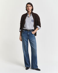 Casaco de malha entrançada com fecho de correr