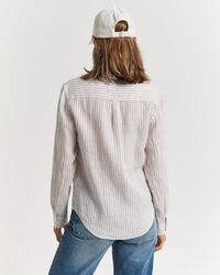 Camisa de linho às riscas regular fit