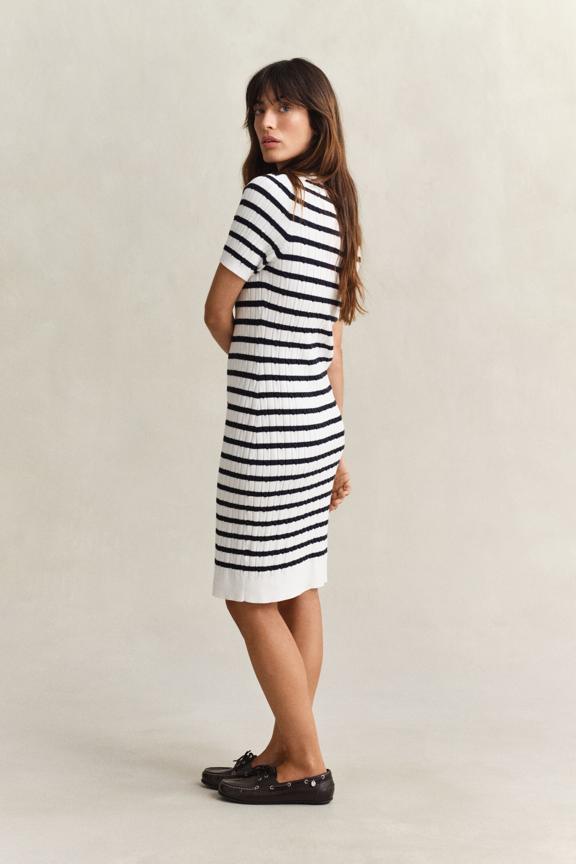 Vestido em malha entrançada de algodão