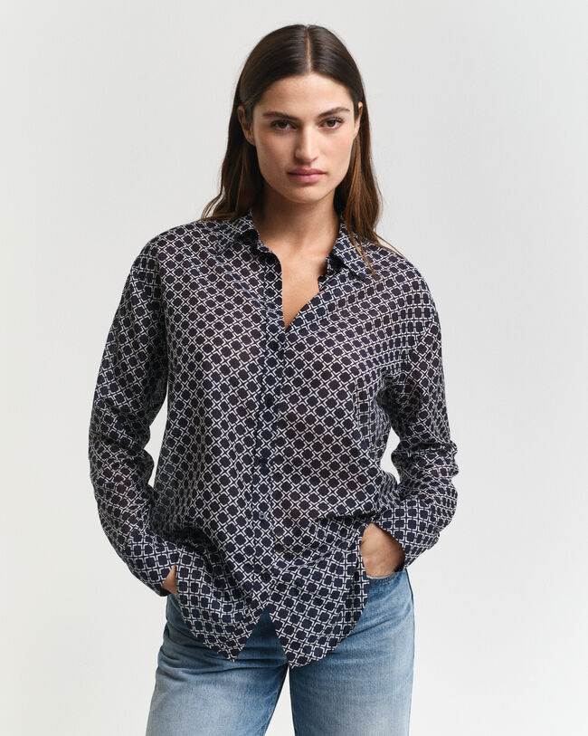 Camisa em seda e algodão Geometric relaxed fit