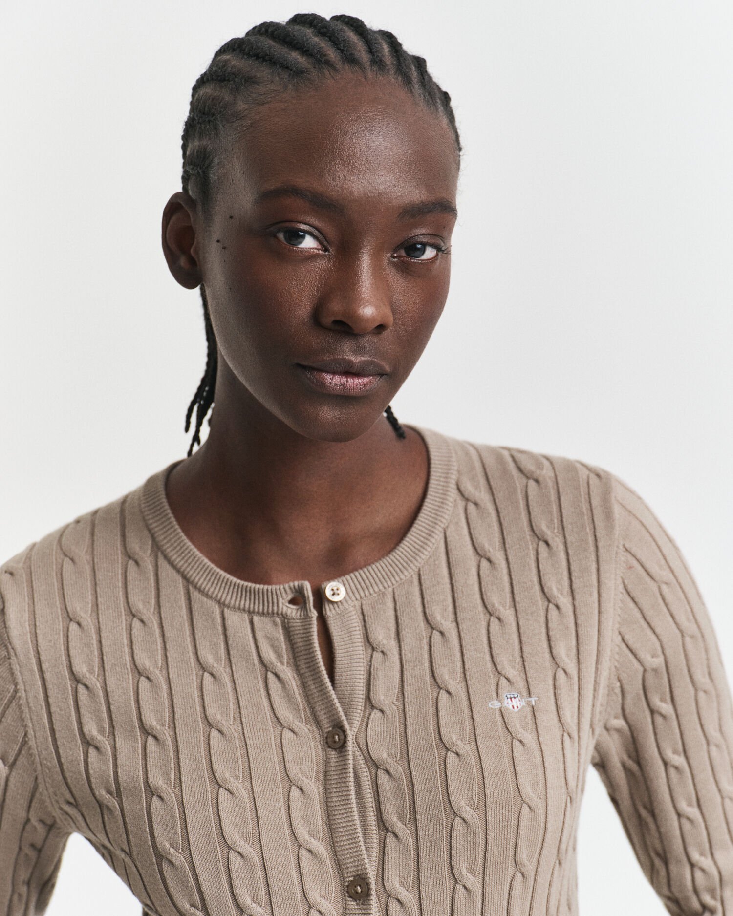 Casaco de malha entrançada