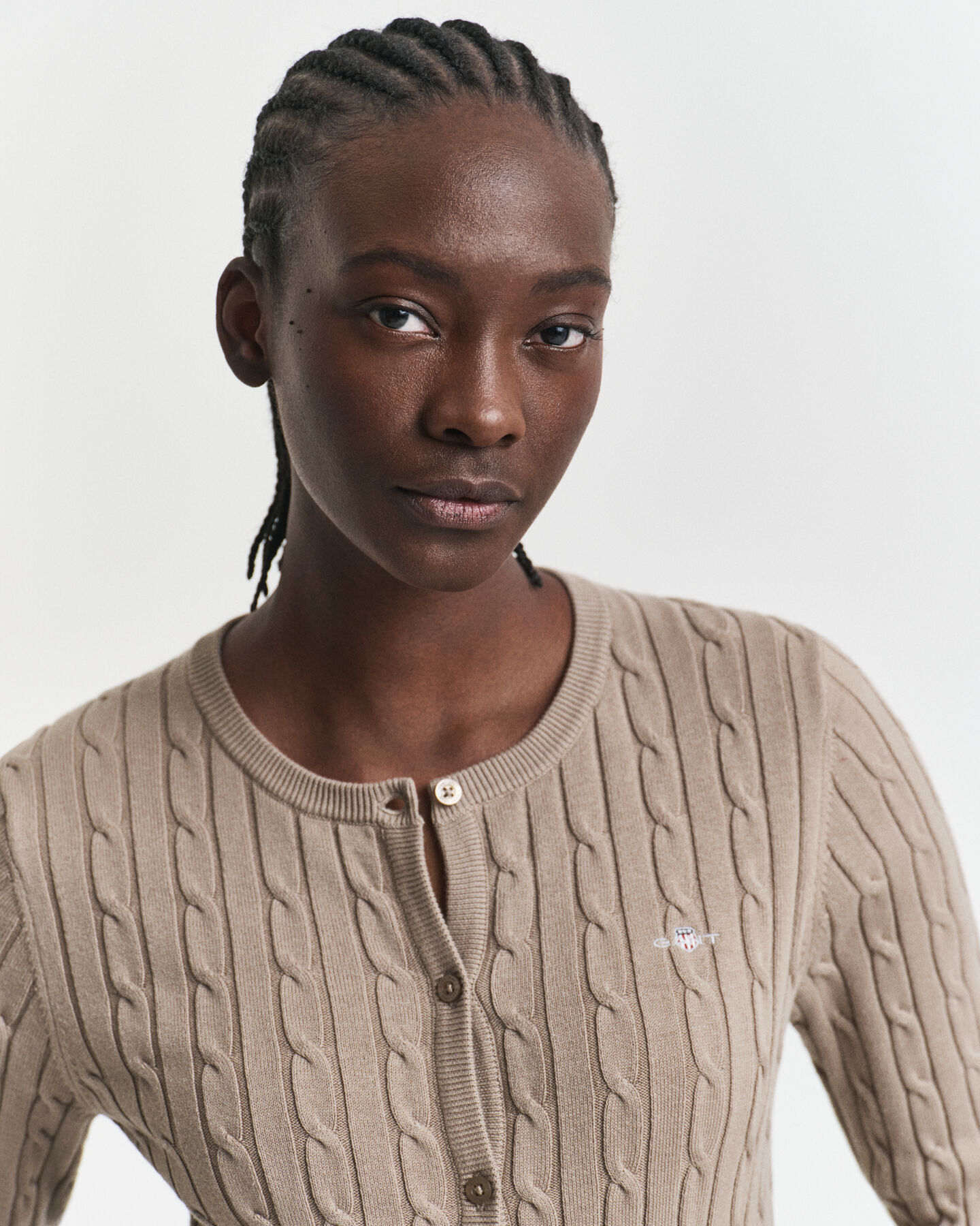 Casaco de malha canelada em algodão com elastano