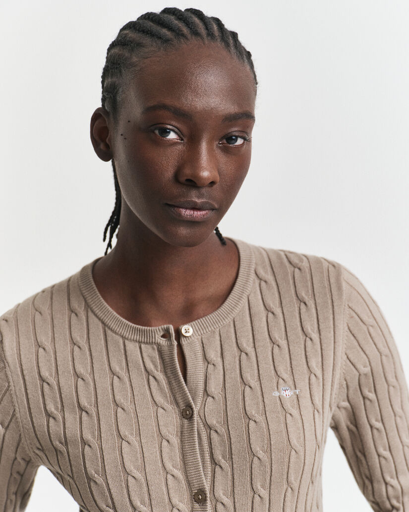 Casaco de malha canelada em algodão com elastano