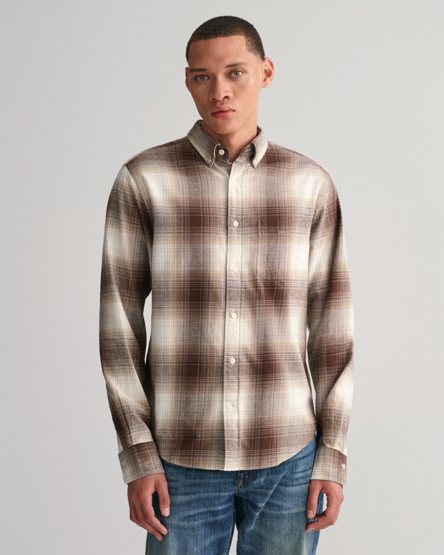 GANT Men Regular Fit Shadow Check Flannel Shirt ,