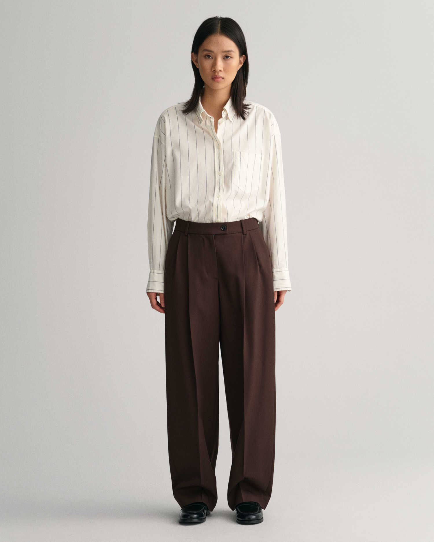 GANT Women Relaxed Fit Tapered Leg Wool Pants ,