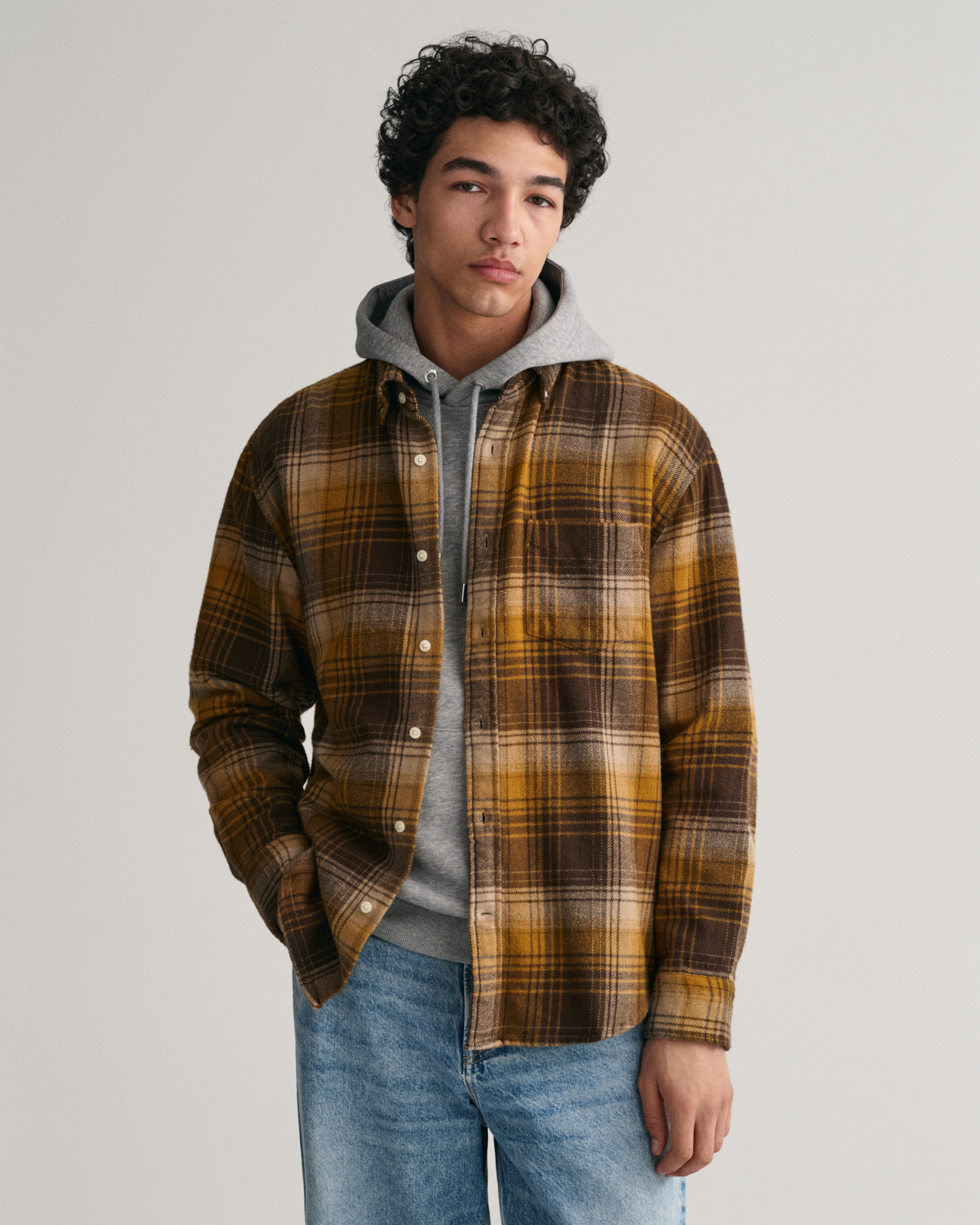 GANT Men Relaxed Fit Checked Heavy Flannel Shirt ,