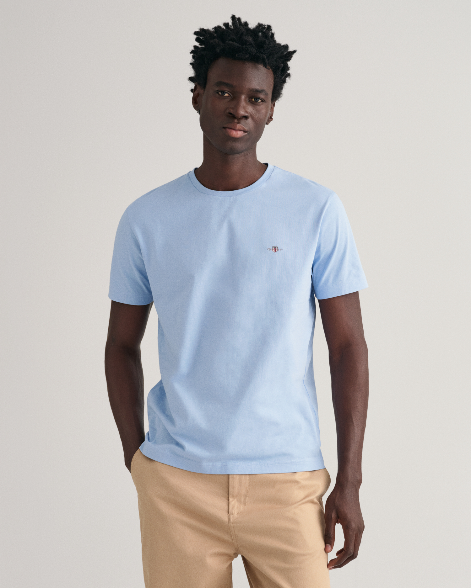 Gant Men Beige Regular Fit Shield T-Shirt