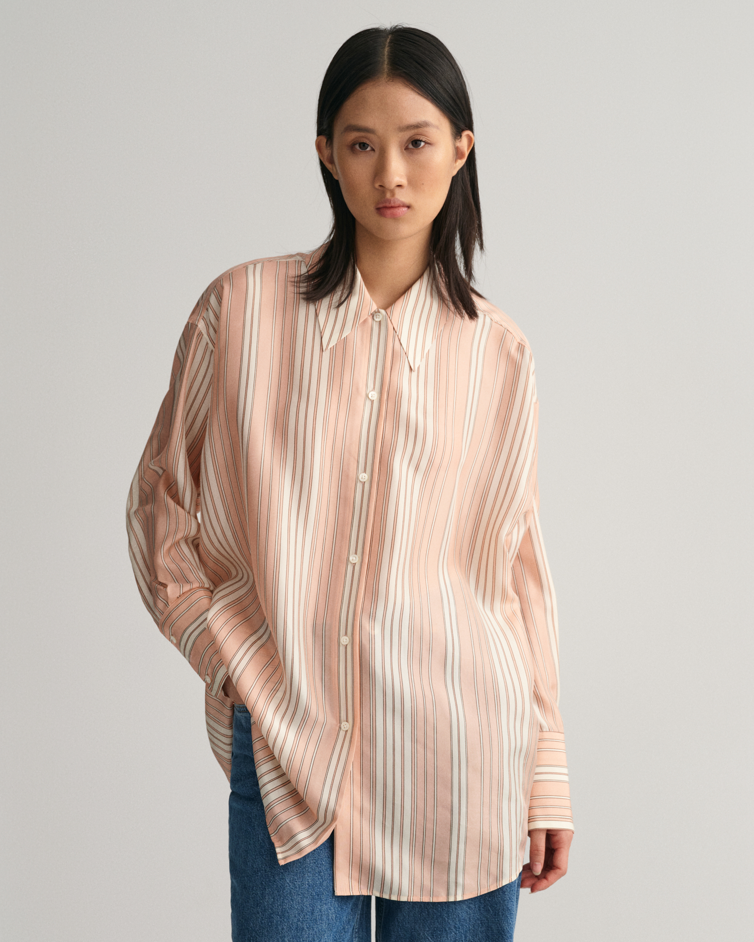 GANT Women Oversized Striped Silk Shirt ,