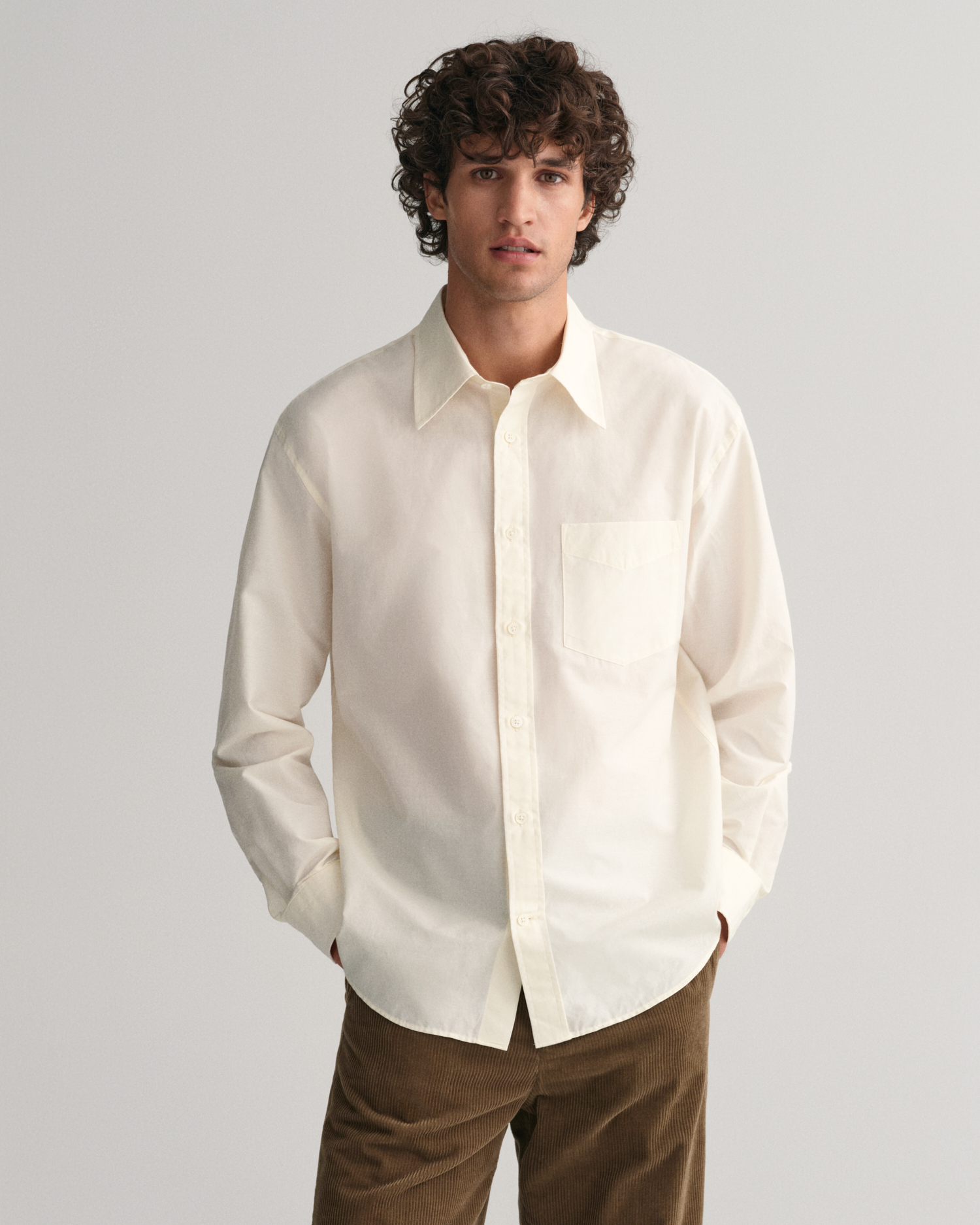 GANT Men Relaxed Fit Cotton Silk Shirt ,